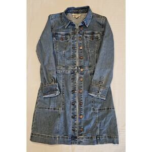 Madewell Women's Blue Denim Structured Full Button Mini Shirtdress Size 6